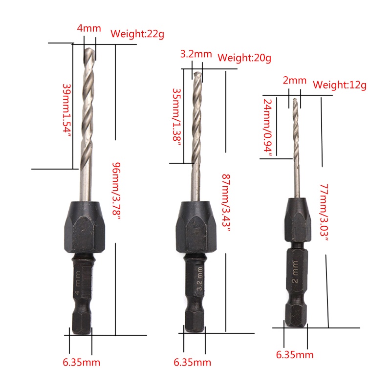 Bộ Mũi Khoan Xoắn 6 35mm 1 4 Mũi Lục Giác HSS Dành Cho Làm Gỗ 5 P