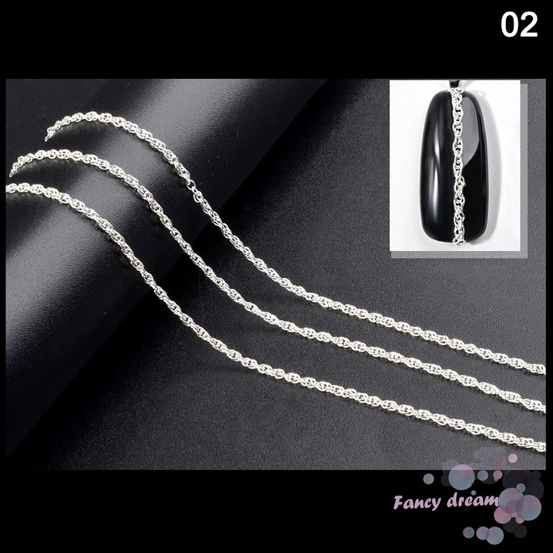 Chuỗi bạc 50cm trang trí móng cao cấp sang trọng