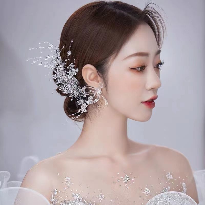 Kẹp Tóc Đính Đá Pha Lê Dùng Trang Trí Cô Dâu Phong Cách Mori Thời Trang Mới