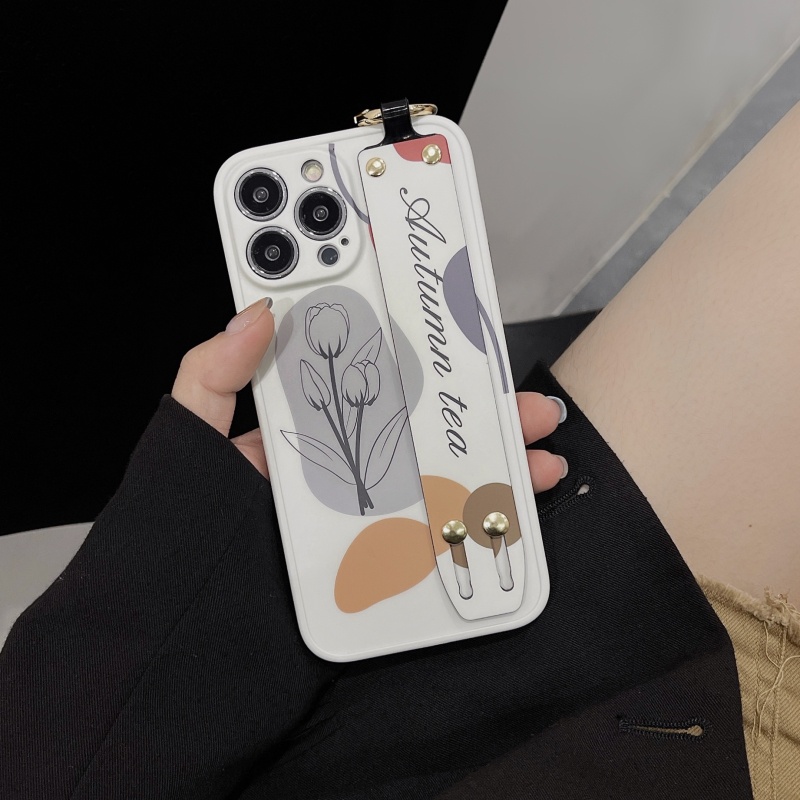 Ôp Điện Thoại Dẻo Họa Tiết Hoa tulip Kèm Dây Đeo Dài Thời Trang Cho iphone 15 14 13 12 11 pro max 15 plus Ốp