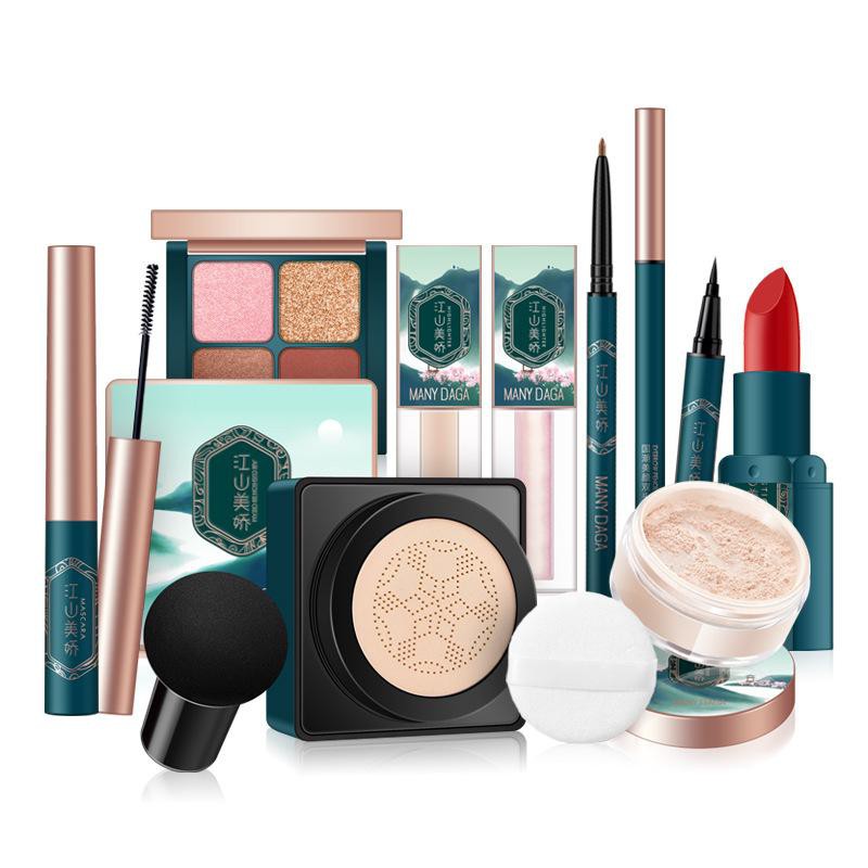 Bộ trang điểm 10 món đầu nấm cushion bb cream mỹ phẩm nữ son môi bột lỏng cho bạn gái quà tặng ngày lễ tình nhân