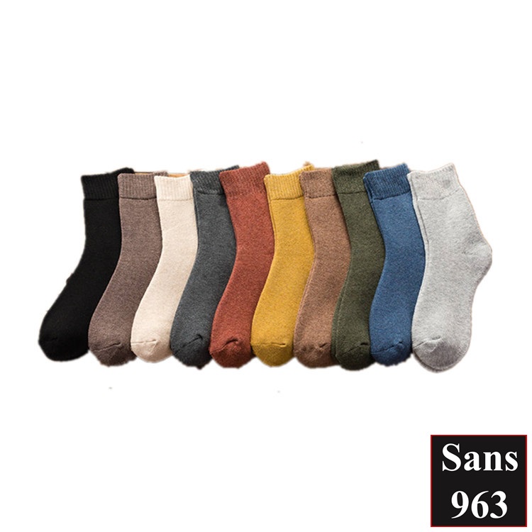 Tất nữ trơn cổ cao dày Sans963 nhiều màu đẹp phong cách vintage Hàn Quốc màu đen trắng be nâu xanh đỏ nâu xếp li