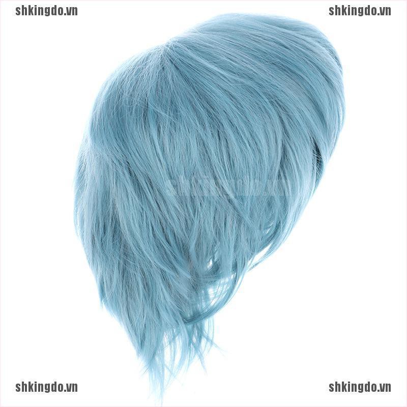 Tóc giả ngắn màu xanh dùng cosplay Shigaraki Tomura