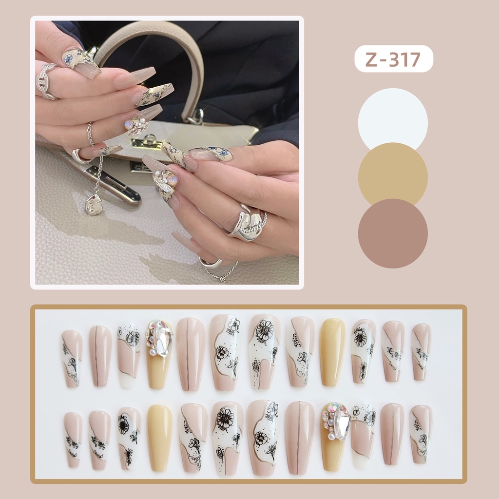 [ NBD 120 ] CHARM NƠ BỚM - Phom MÓNG DÀI  [ Tặng Keo Và Dụng Cụ ] Lẻ