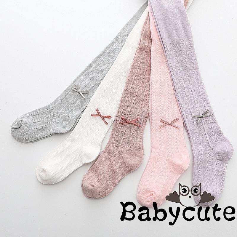 Vớ dài chống trượt đính nơ thắt dành cho bé gái tuổi tập đi