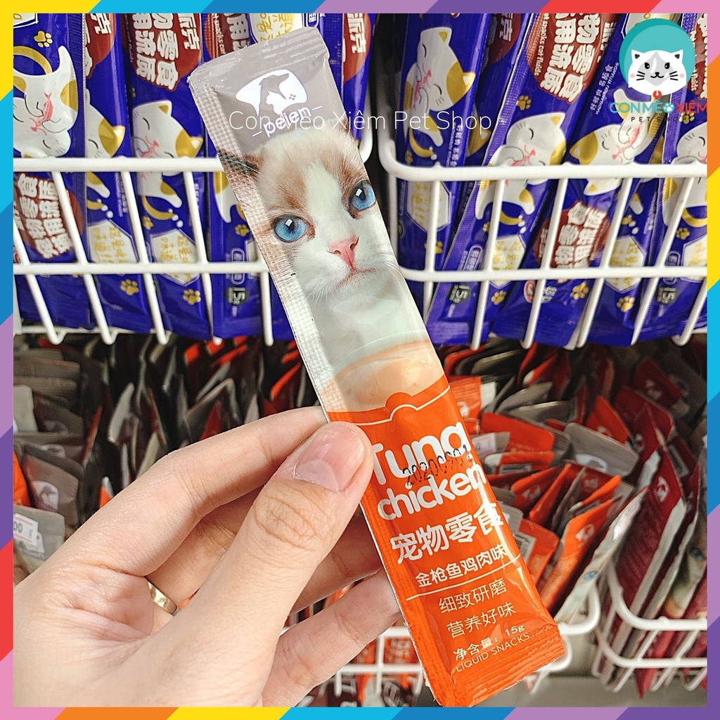 Súp thưởng cho mèo Peien thanh 15g, thức ăn tăng cân mập mèo con lớn nhỏ Con Mèo Xiêm