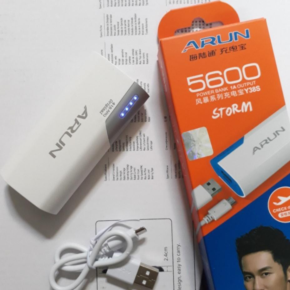 [Mã ELFLASH5 giảm 20K đơn 50K] 🎁Mẫu Mới🎁 Sạc dự Phòng Arun 5600 mah chính hãng Y38 - 5.600mah