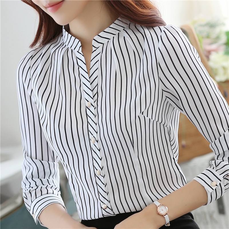 Áo sơ mi nữ công sở kẻ sọc đen trắng thời trang sm40