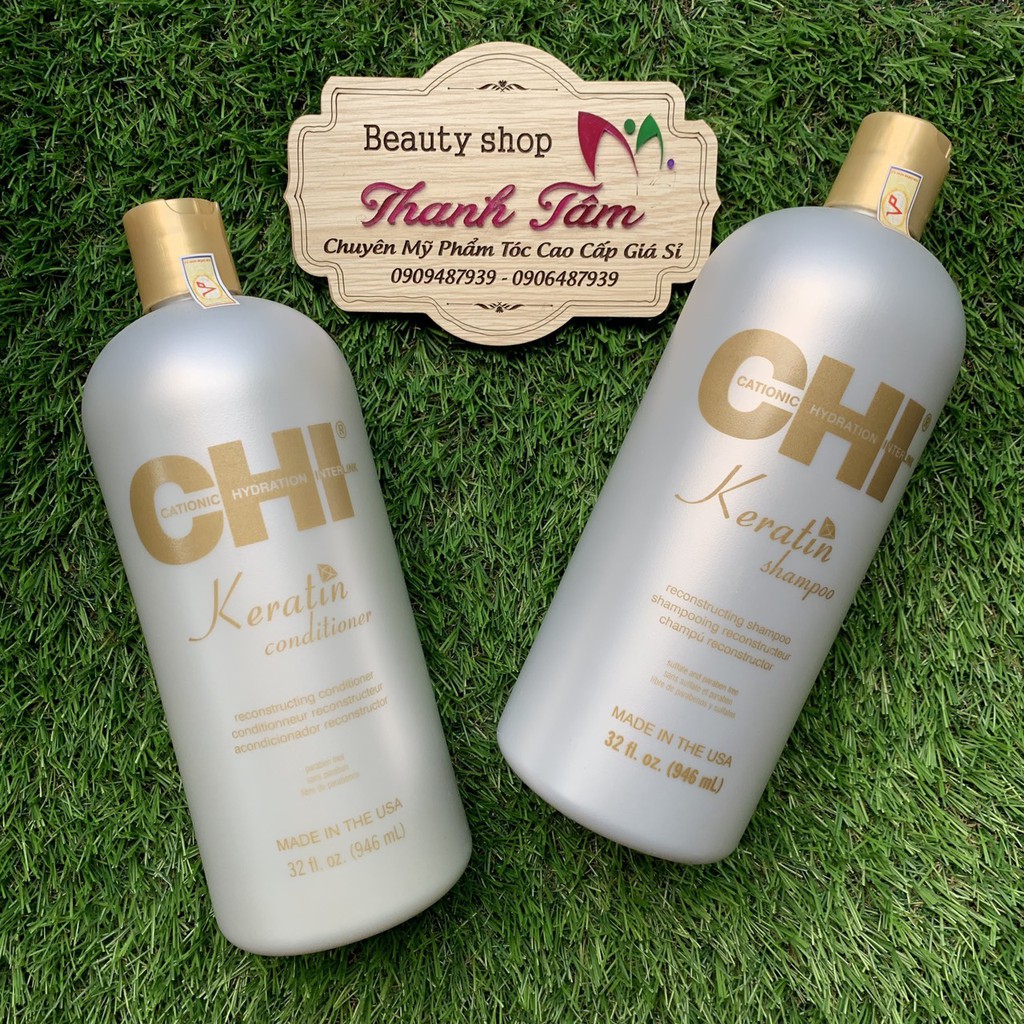 Dầu gội xả phục hồi CHI Keratin Shampoo & Conditioner 946mlx2