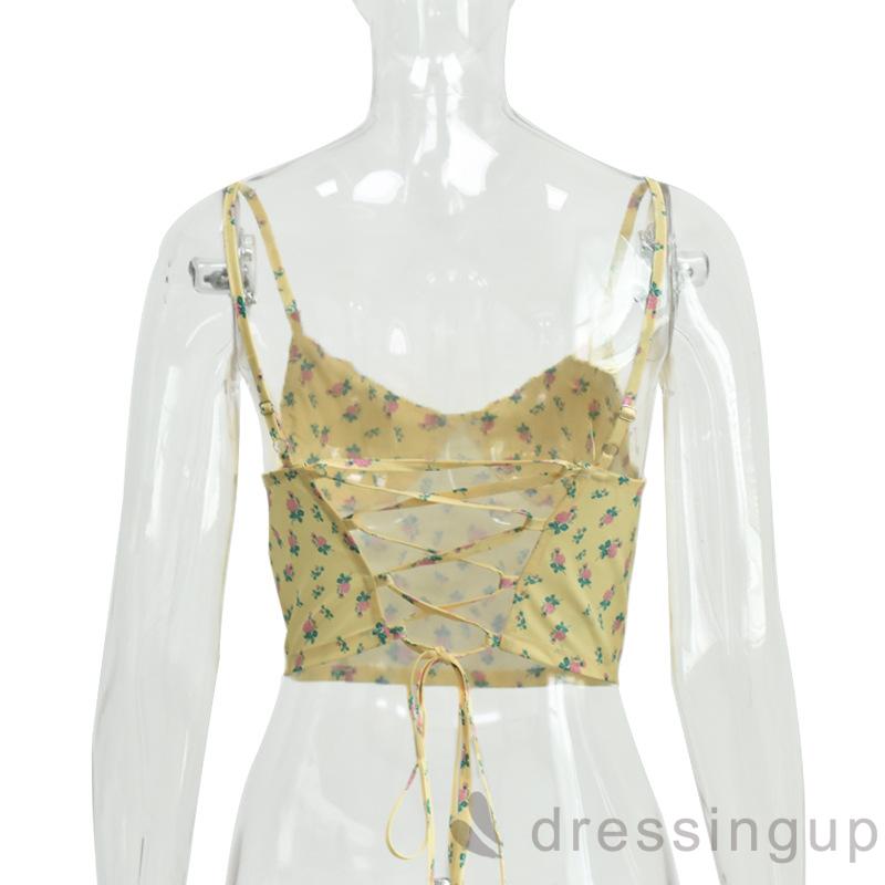 Áo Nữ Không Tay Hở Lưng Họa Tiết Hoa Thời Trang