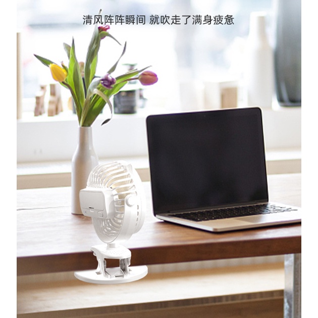 Quạt Mini, Quạt Tích Điện Kẹp Bàn Cực Mát Xoay 720 Độ Kẹp Chắc Chắn Cho Dân Văn Phòng