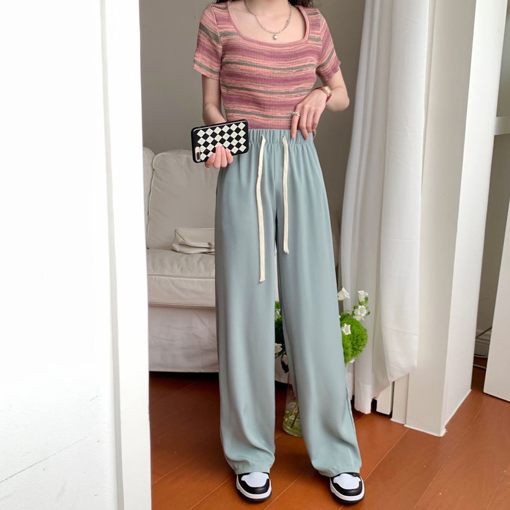 Quần ống rộng Lưng Cao Tôn Dáng Thời Trang Hè Cho Nữ