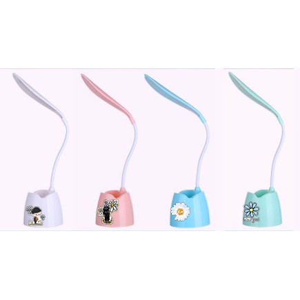 Đèn bàn Led gấu lotso thỏ stella cáo lina DBL19 hoa cúc GD cute kèm ống cắm bút có thể đỡ điện thoại hoạt hình dễ thương