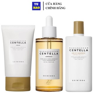 Bộ 3 Sản Phẩm Tinh Chất + Chống Nắng + Kem Rau Má Phục Hồi Da Skin1004 Madagascar Centella (100ml+50ml+75g)