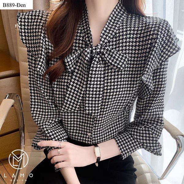 áo sơ mi công sở nữ lụa mango mềm mại phối nơ dễ thương LAMO -B889