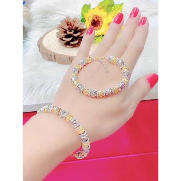 Lắc Tay Nữ Kiểu Bi 02 Màu Đính Đá Mạ Vàng 18k Cao Cấp Đeo Đi Chơi Party - Lokalo - Mang Y Vàng Thậ.t