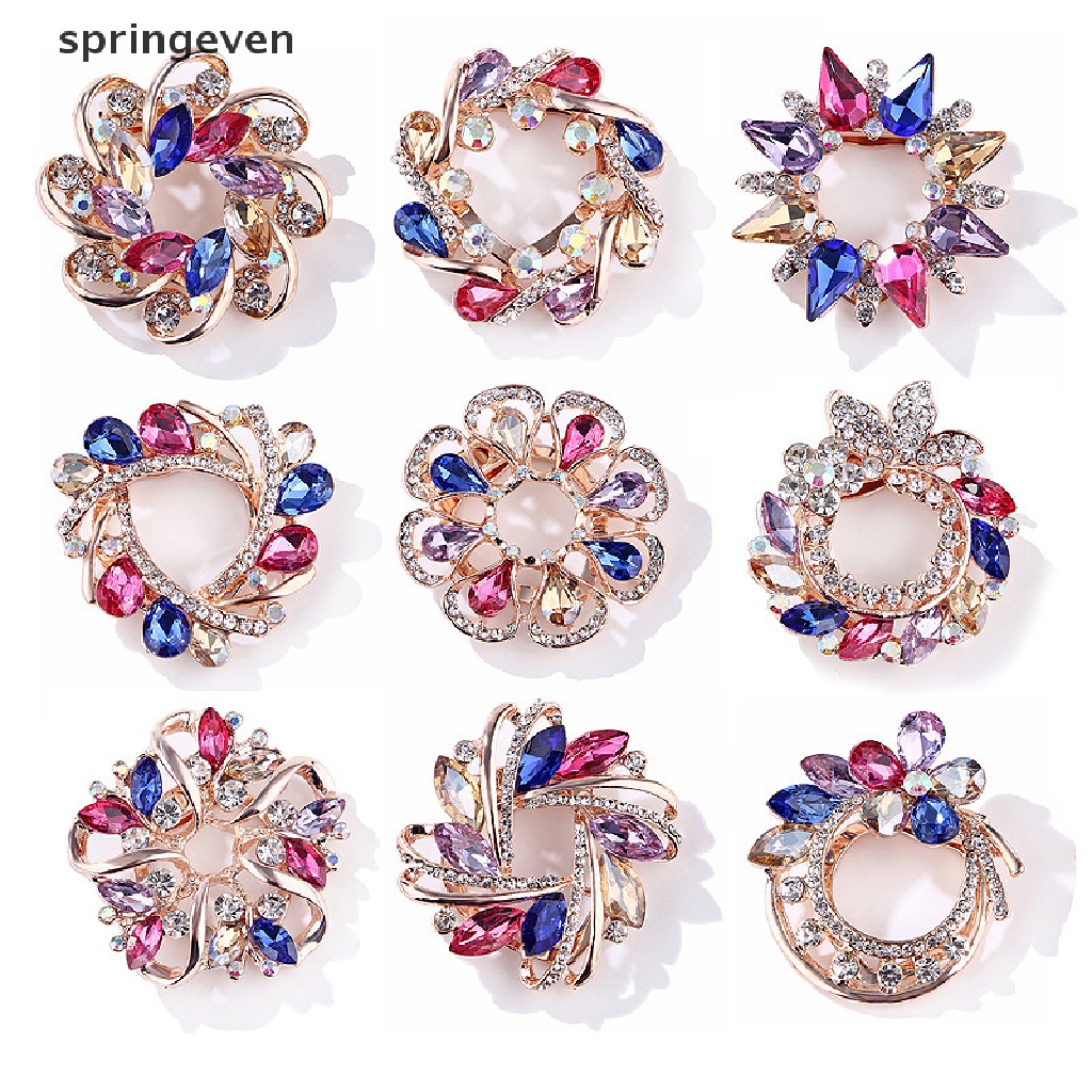 Ghim Cài Áo Hình Vòng Hoa Đính Đá Nhiều Màu Thời Trang Cho Nữ