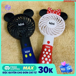 Quạt Cầm Tay Cute Mini 5W 4 Cánh 2 Tốc Độ Gió, Có Đèn Ban Đêm, Có Thể Sạc Pin, Bảo Hành 1 ĐỔI 1