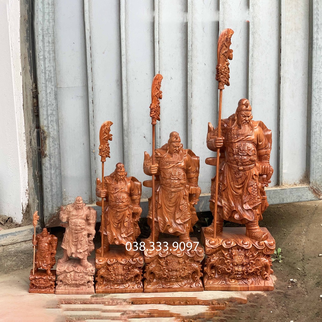 Tượng quan công quan văn trường đế hổ phù cao 20cm và 30cm được làm bằng gỗ hương