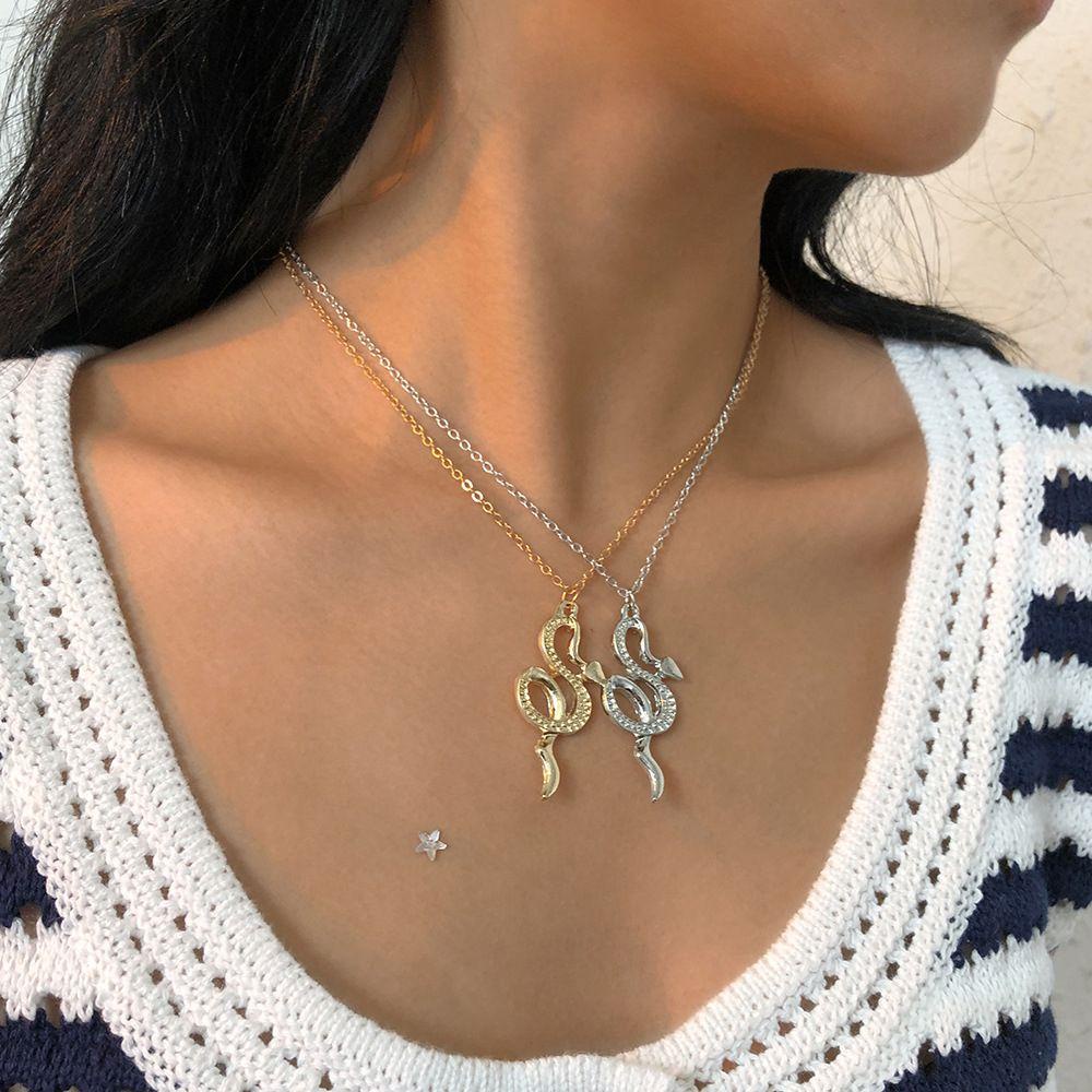 ANEMONE Vòng cổ Mặt Hình Rắn Phong Cách Hàn Quốc Thời Trang