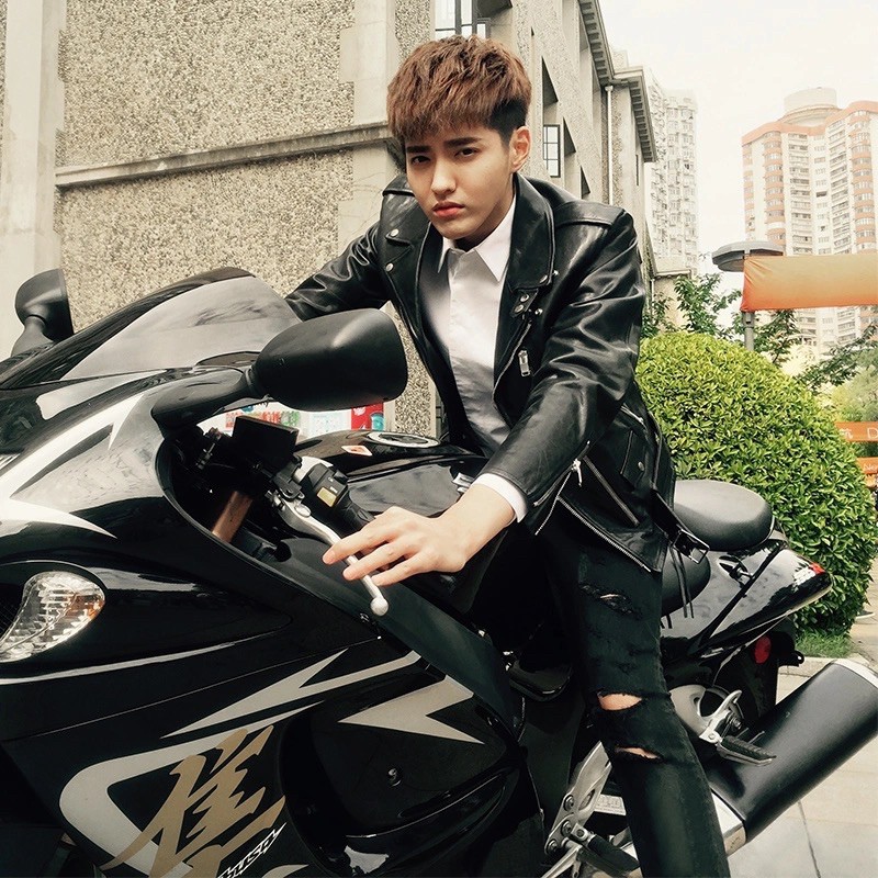 Áo khoác da nam biker jacket thời trang quảng châu cao cấp