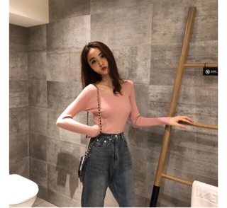 Áo len tăm cổ tim siêu mềm siêu ấm