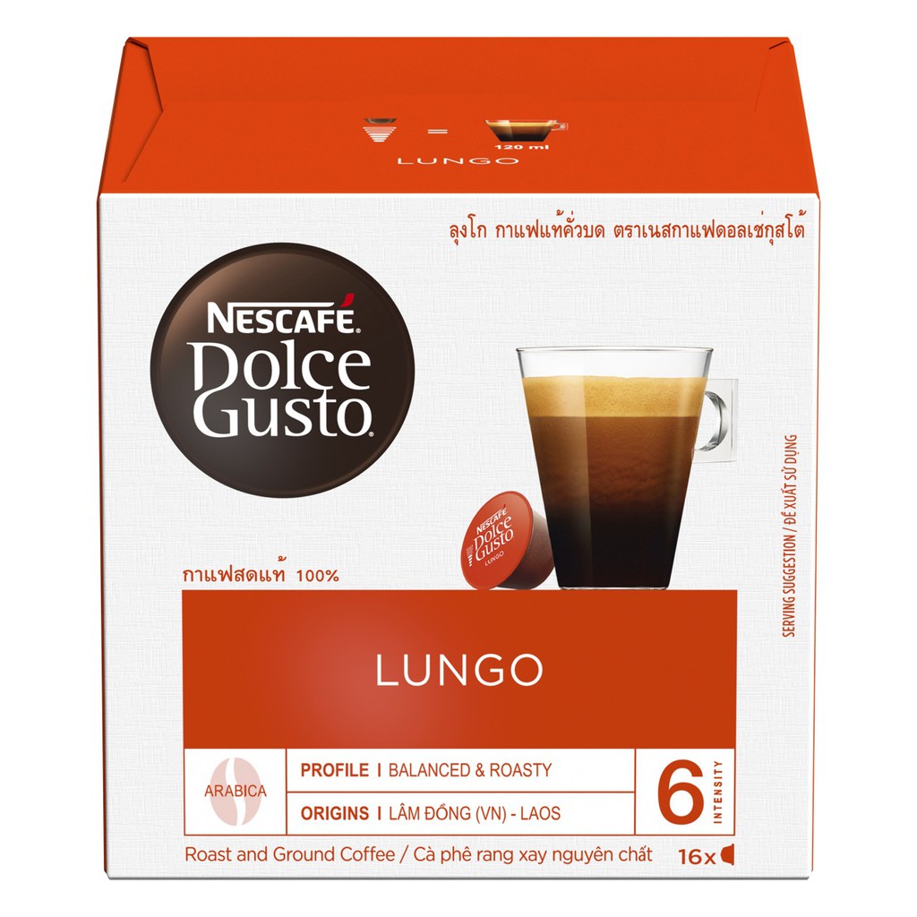 Cà phê đen rang xay Nescafé Dolce Gusto - Lungo hộp 104g