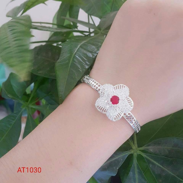 Lắc tay nữ bạc ta 925 bông hoa kiểu dáng chiếc đồng hồ xinh xắn