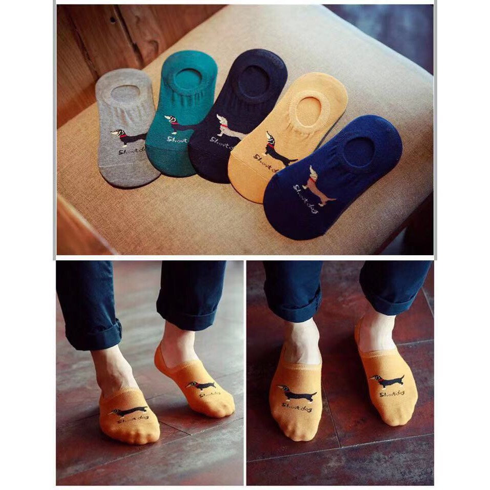Bộ 5 Đôi Vớ Cotton Mỏng Tàng Hình Chống Trượt Họa Tiết Hoạt Hình Thời Trang Mùa Hè Cho Nam Và Nữ
