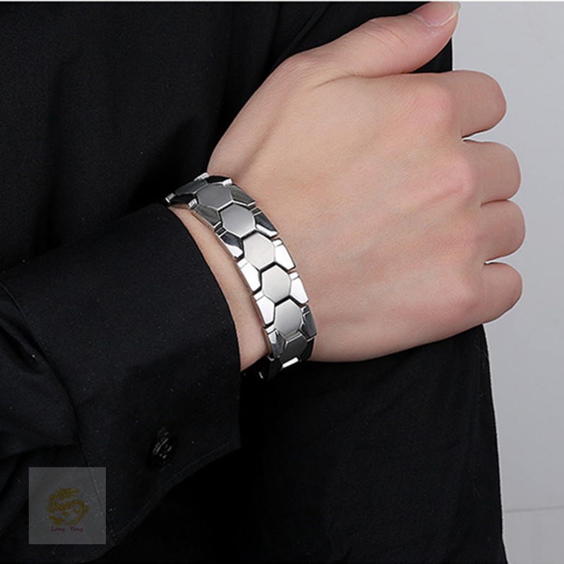 Vòng đeo tay năng lượng bằng thép titan tốt cho sức khỏe thời trang cao cấp cho nam