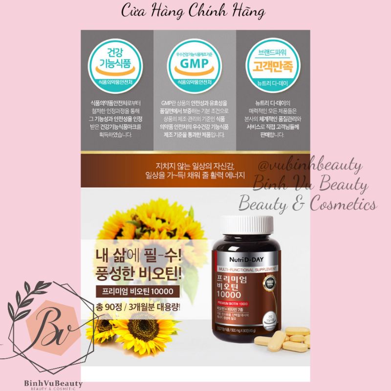 Viên Uống Hỗ Trợ Mọc Tóc Biotin 10000mcg nutriday 90Viên