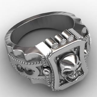 Nhẫn Thép Titan 316 Không Gỉ Hình Đầu Lâu Phong Cách Viking Kích Thước Chuẩn Mỹ Số 7-14 Dành Cho Nam Giới