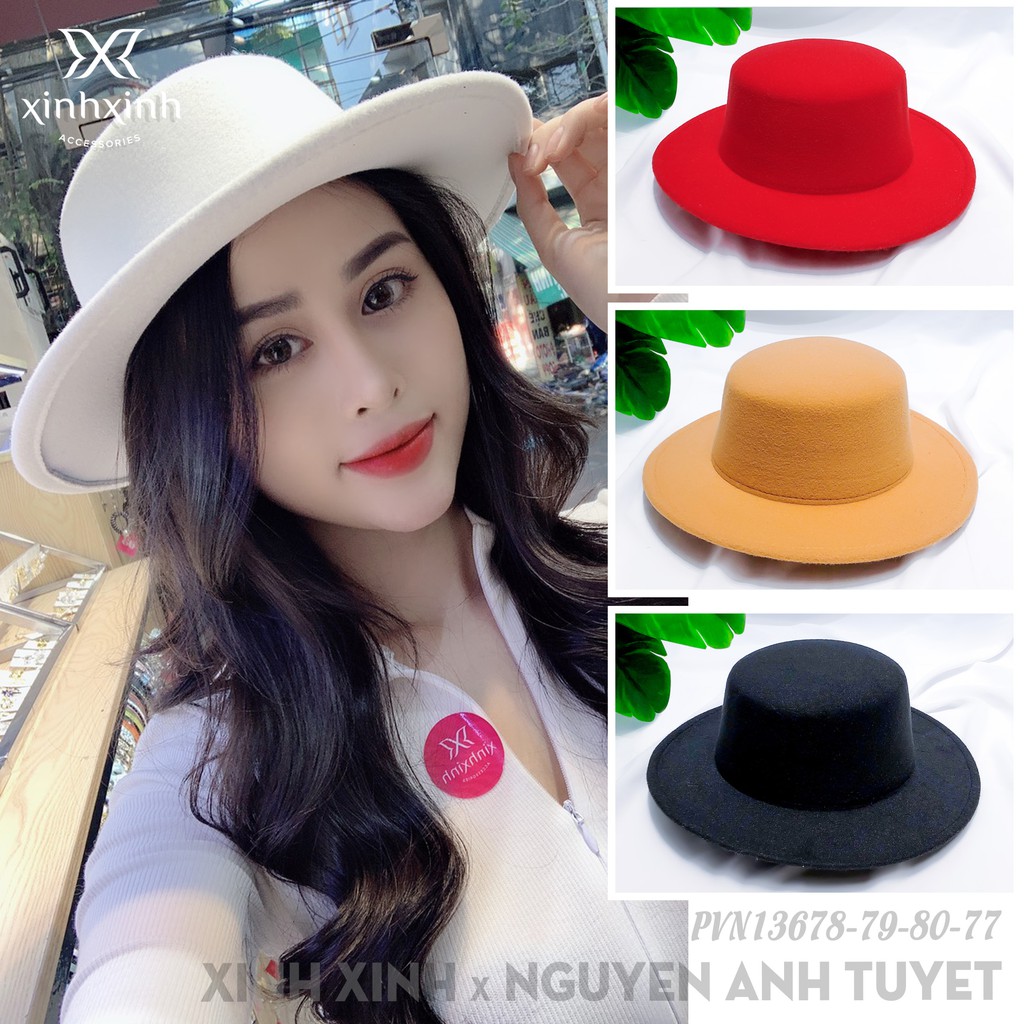 [Mã FAXANH1505 giảm 10K đơn 50K] Mũ Gaucho , mũ dạ vành tròn nữ thời trang - Xinh Xinh Accessories