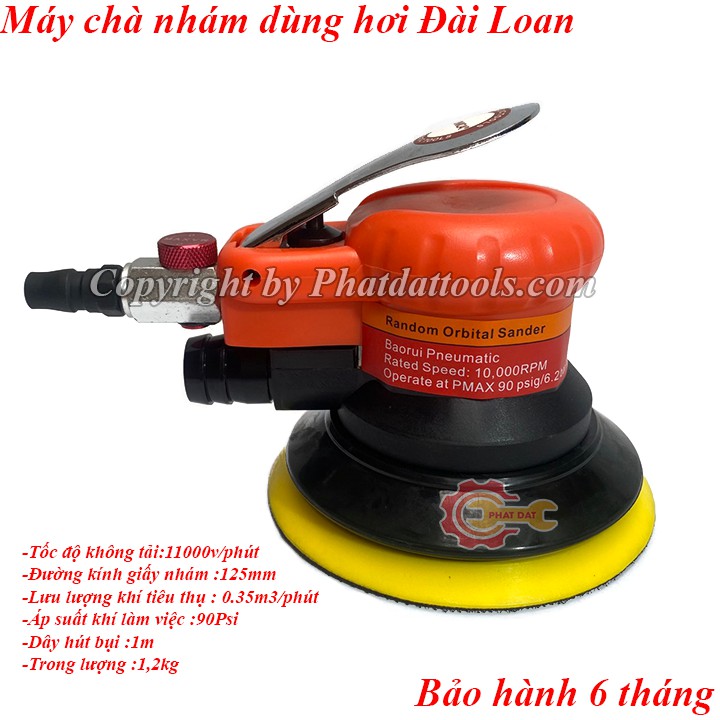 Máy chà nhám dùng hơi YUNICA 8402-Máy xoa khí nén Đài Loan-Đường kính giấy 125mm-Bảo hành 6 tháng