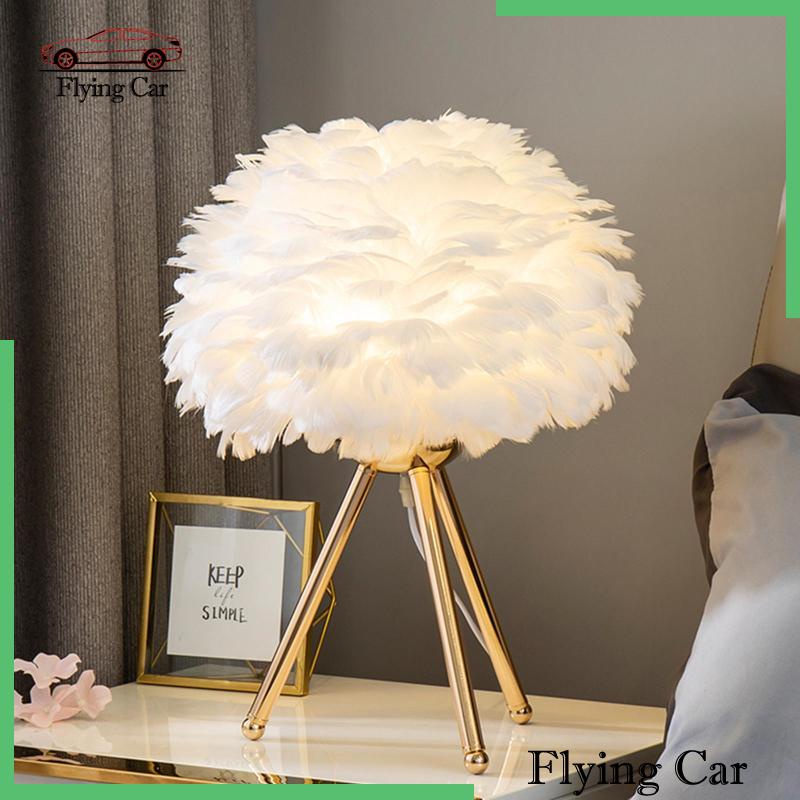 [Lzdjfmy2] Đèn Ngủ Lông Vũ Để Bàn Trang Trí Phòng Ngủ Hiện Đại