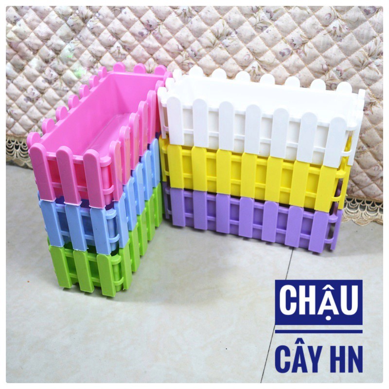 Chậu hàng rào to 44x20cm chậu nhựa trồng rau, hạt giống, chậu trồng hoa, cây cảnh ban công mix màu