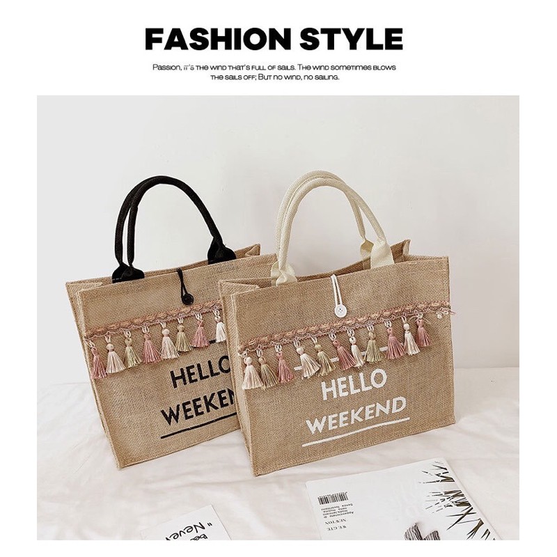 [Mã FAMAYWA2 giảm 10K đơn từ 50K] Túi Cói Hello Weekend | BigBuy360 - bigbuy360.vn