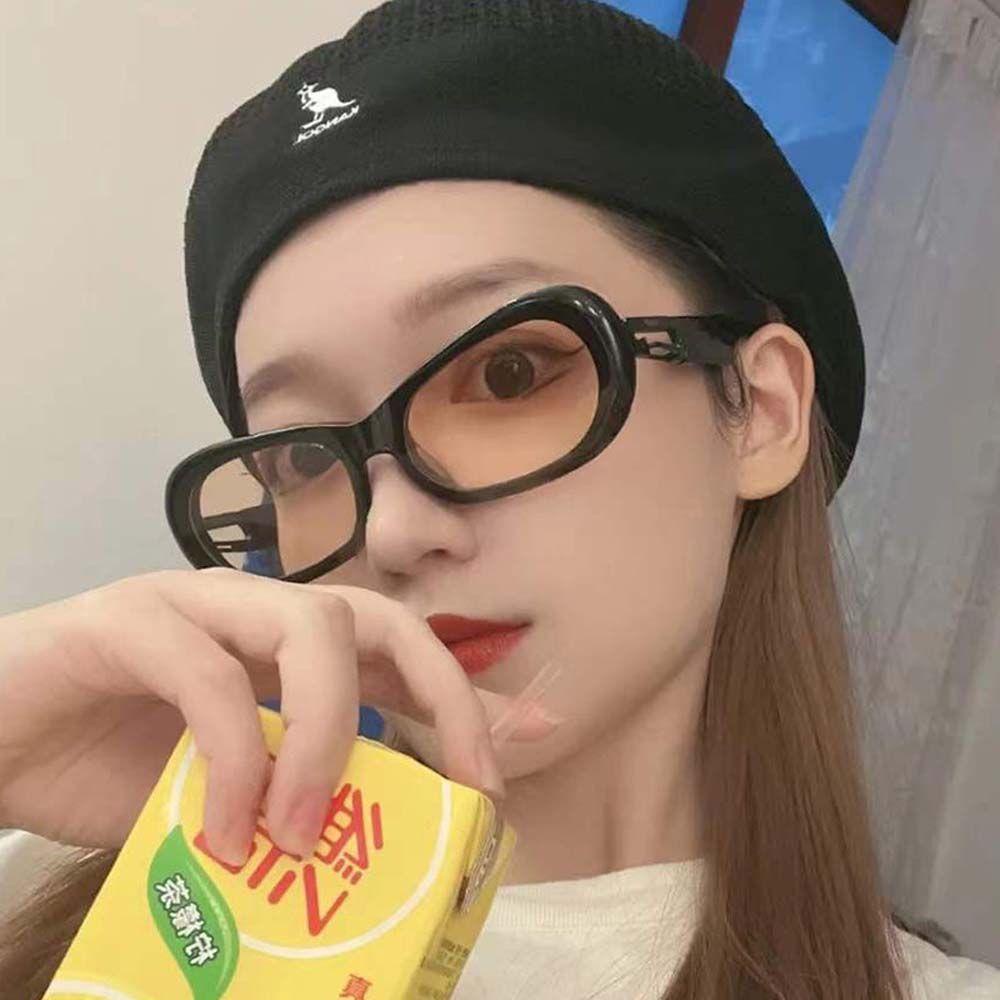 Kính Mát Gọng Oval Họa Tiết Da Báo Màu Trắng / Đen Phong Cách Hip Hop Hàn Quốc Thời Trang Cho Nam