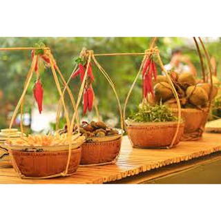 Quang gánh thúng trang trí cắm hoa (Quang: 25cm, thúng 15cm)