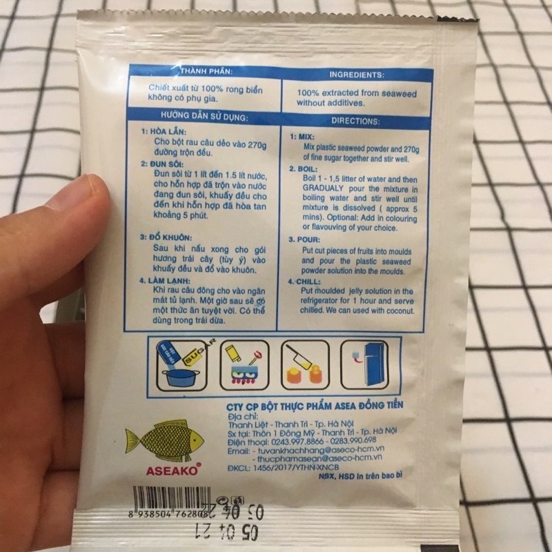 BỘT RAU CÂU DẺO CON CÁ VÀNG HOÀNG LONG / HIỆP LONG  - Dùng làm thạch rau câu