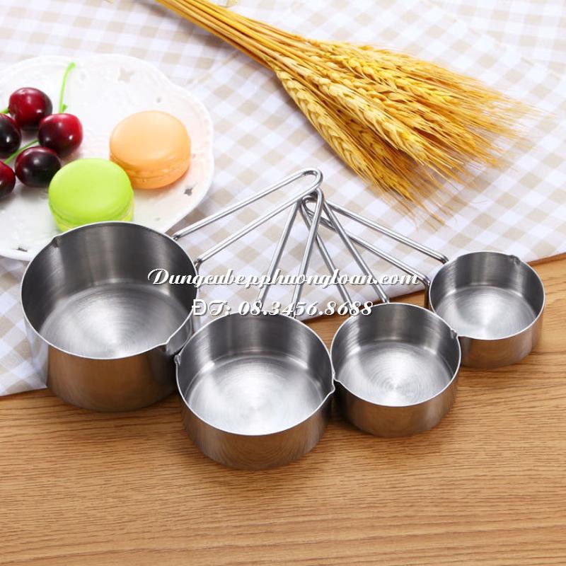 Bộ cup đong inox cao cấp 4 chiếc (1/4cup, 1/3cup, 1/2cup, 1cup)