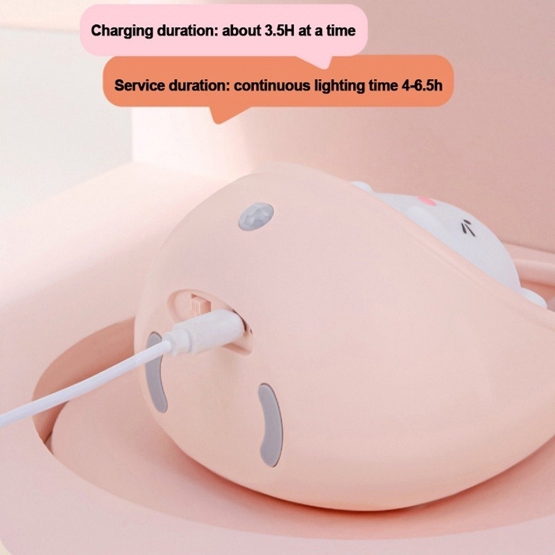 Đèn Ngủ LED Cảm Ứng Chuyển Động Hình Thỏ Mèo Hoạt Hình Dễ Thương Có Thể Sạc Bằng Cổng USB Cho Phòng Trẻ Em