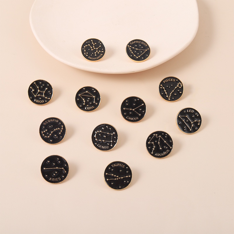 Ghim Cài Áo Hình 12 Chòm Sao / Ống Nghe Leo Libra Virgo Tráng Men Cho Bạn Bè