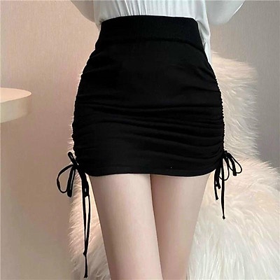 Chân váy rút dây 2 bên dáng ôm body ulzzang cạp cao