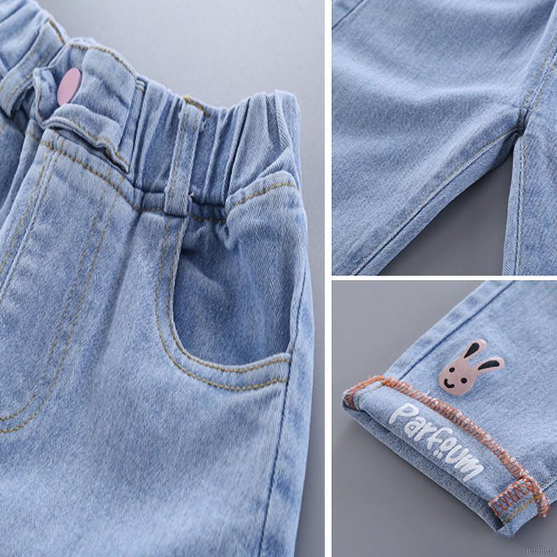 Quần Jeans Dài Lưng Thun Thời Trang Cho Bé 1-7 Tuổi