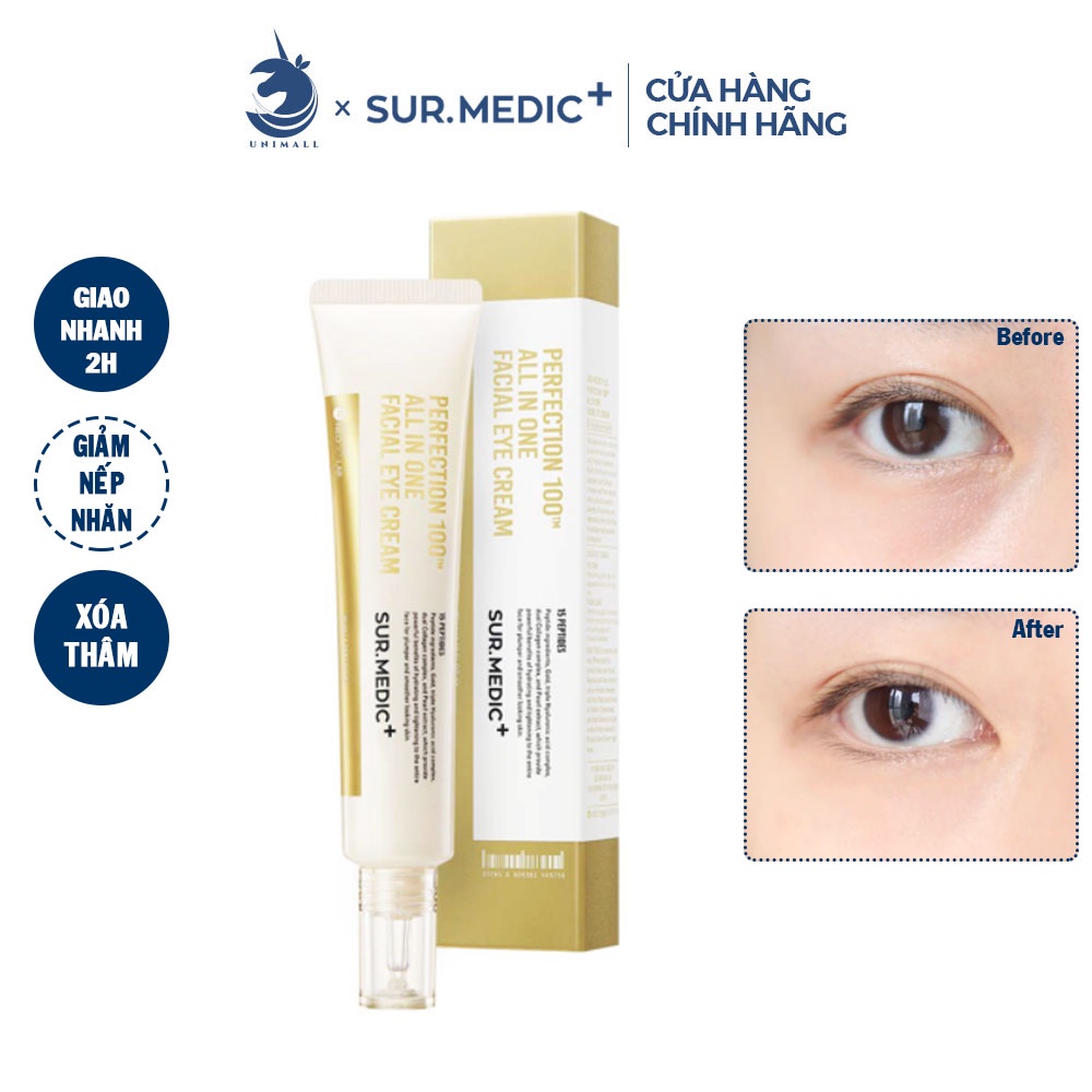 Kem Dưỡng Chống Lão Hóa Cải Thiện Nếp Nhăn Vùng Mắt Sur.Medic Perfection 100™ All In One Facial Eye Cream 35g