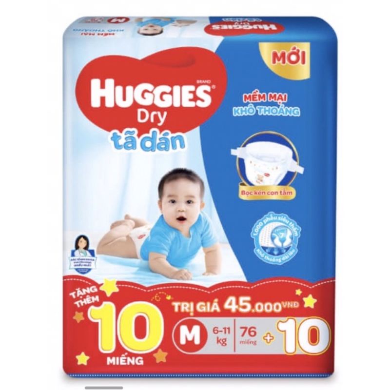 TÃ DÁN HUGGIES SIZE M76/L68/XL62