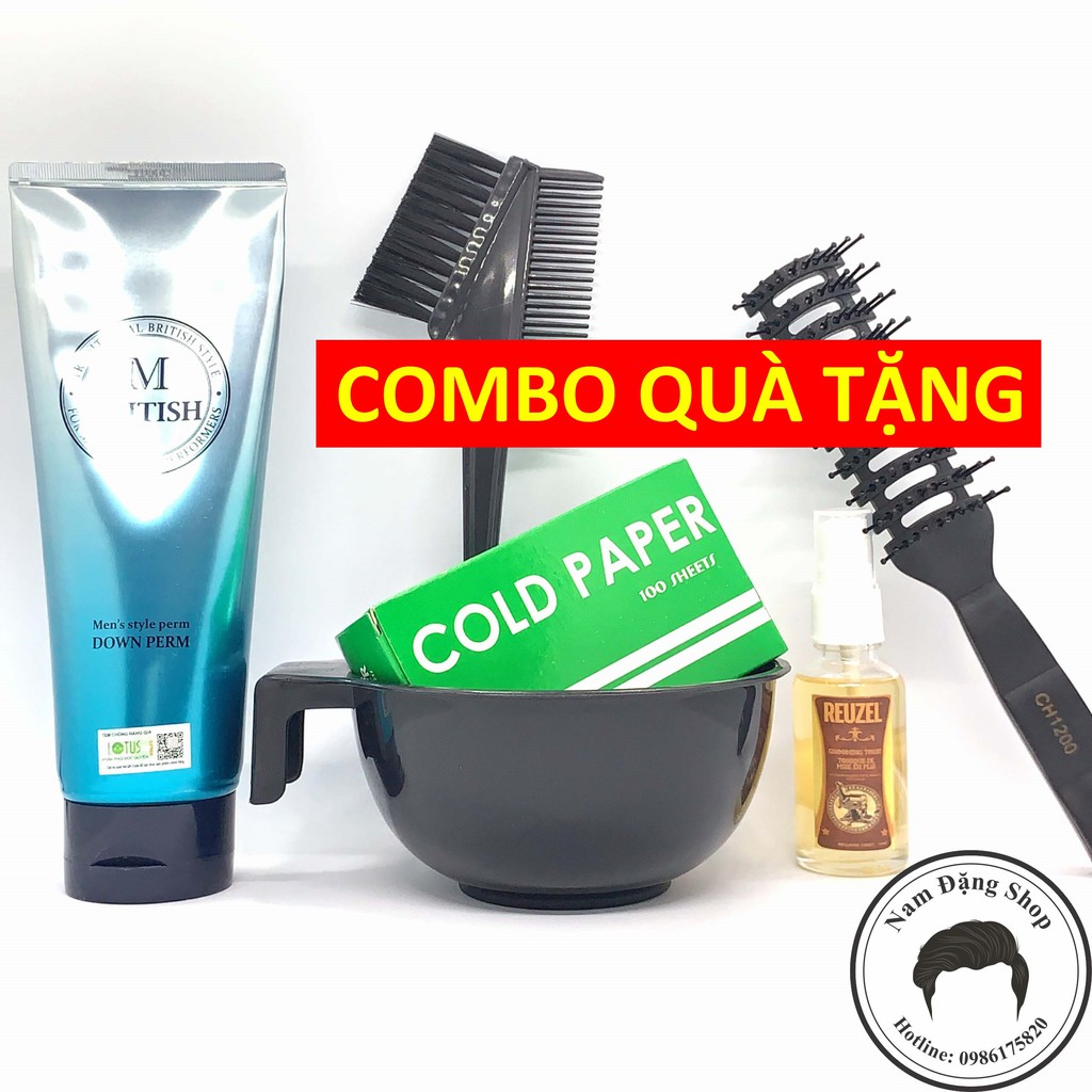 Kem ép side tóc chuyên nghiệp cho Nam BRITISH M Men's Style Down Perm 200g + COMBO QUÀ TẶNG