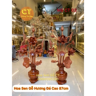 Hoa sen gỗ hương đá cao 87cm