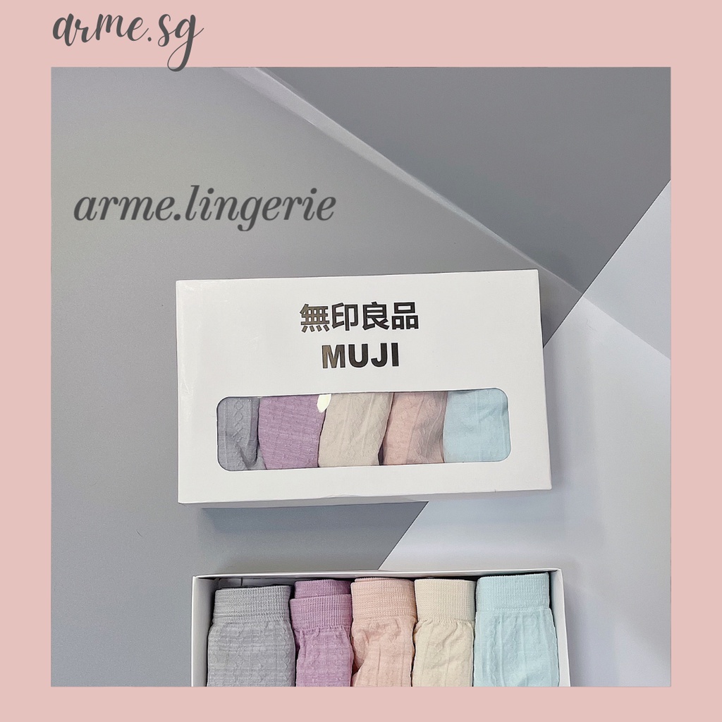 Set 5 quần lót Muji cao cấp, set quần lót sợi tre kháng khuẩn hộp cotton sang chảnh